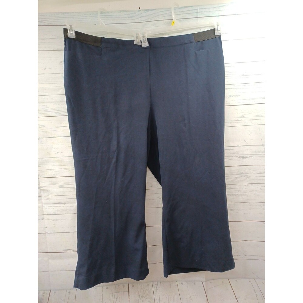 Catherines Pants Womens 4X 30/32W Refined Pull On Elastic Waist Navyblue